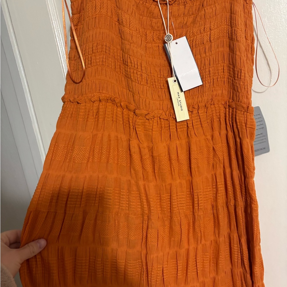 Max Studio Vibrant Orange Textured Maxi Dress - Picture 2 of 4